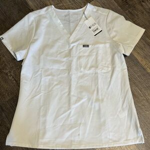 Figs white scrub top